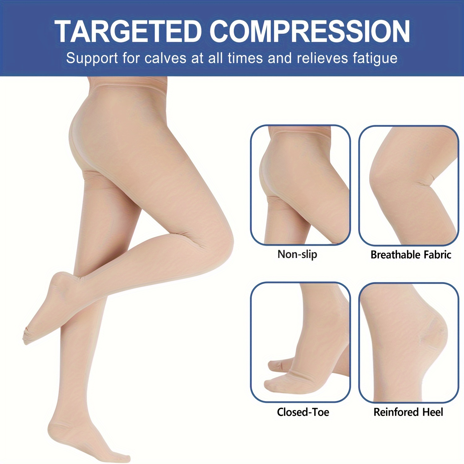 20-30 mmHg: Solid Compression Tights (Nylon)  Compression tights, Compression  tights woman, Compression pantyhose
