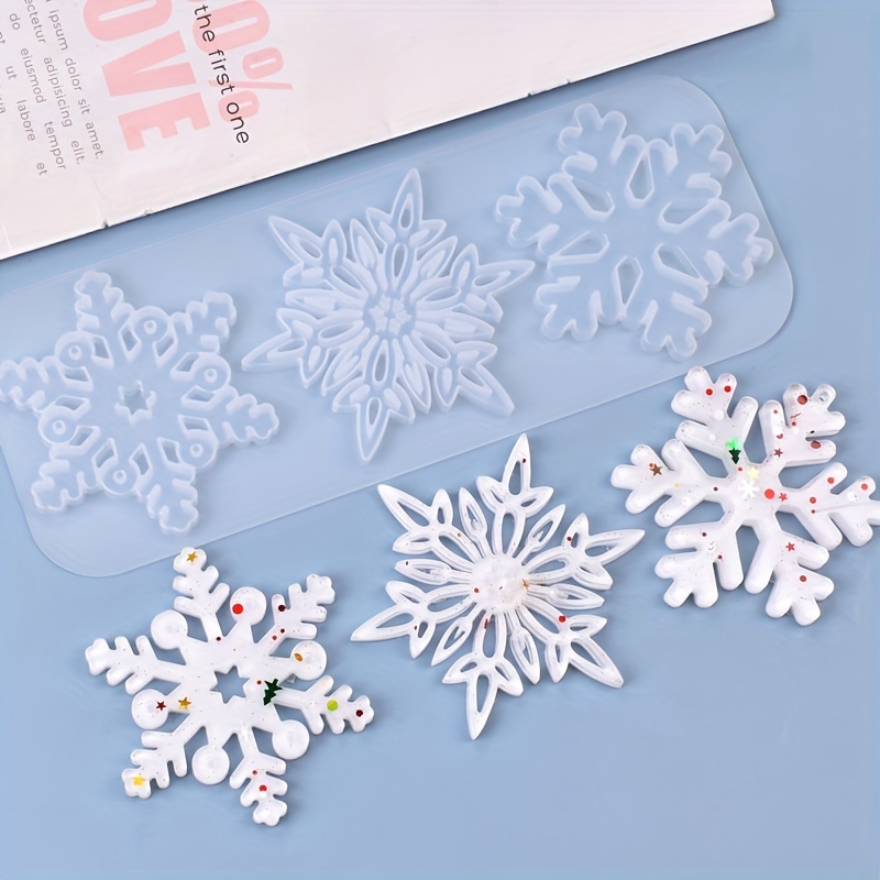 3 PCS epoxy resin craft Casting Silicone Fondant Snowflake Pendant