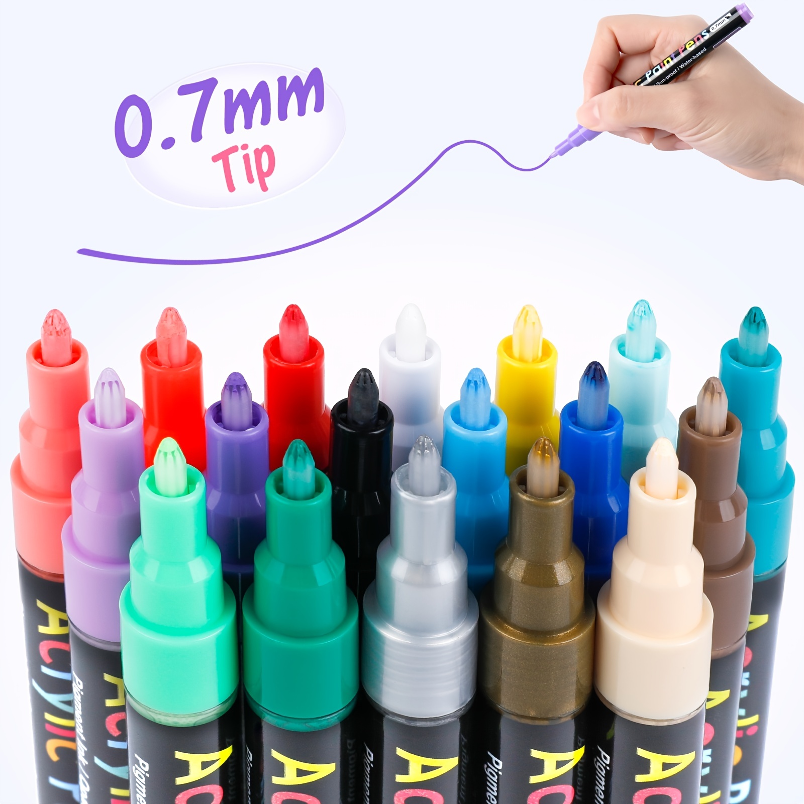 12colors 18colors Hand painted Acrylic Marker Set Album Art - Temu