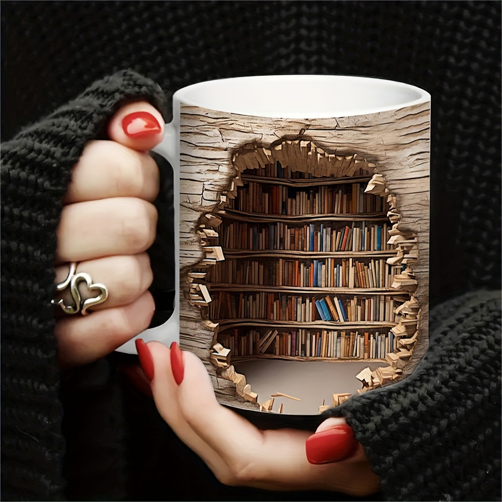 3d Bookshelf Mug A Library Shelf Cup Library Bookshelf - Temu