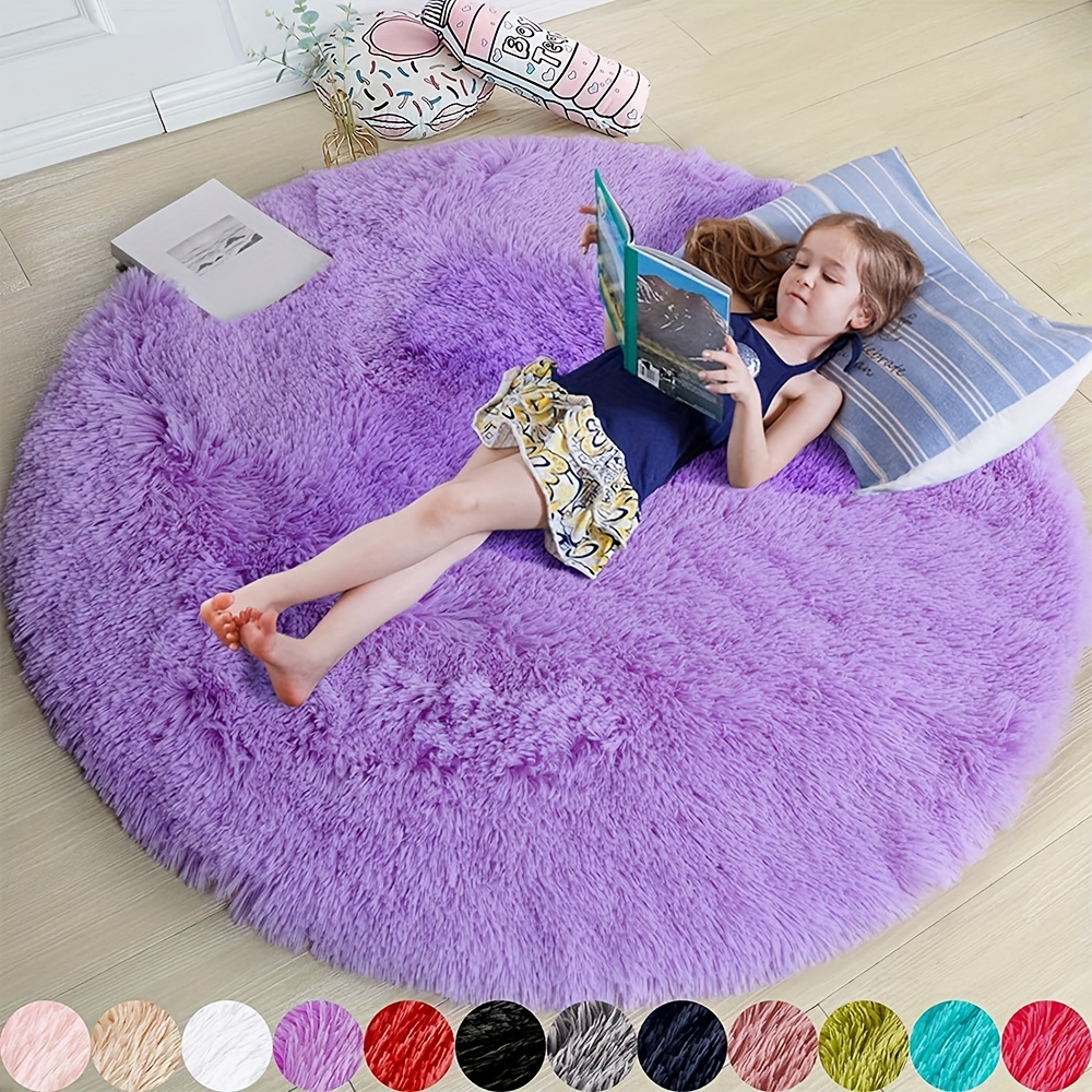 MIEMIE 4x4 Soft White Round Area Rug for Bedroom Modern Fluffy Circle Rug  for Kids Girls Baby Room Indoor Plush Circular Nursery Rugs Cute Cozy Area