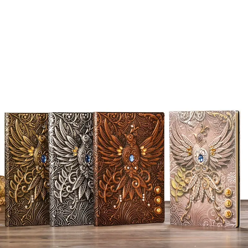 100sheets vintage phoenix leather journal notebook diary travelers notebook 4 colors available details 1