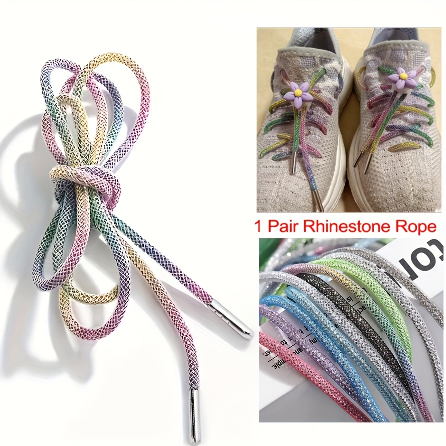 Fashion Shiny Rhinestone Shoelaces For Men - Temu