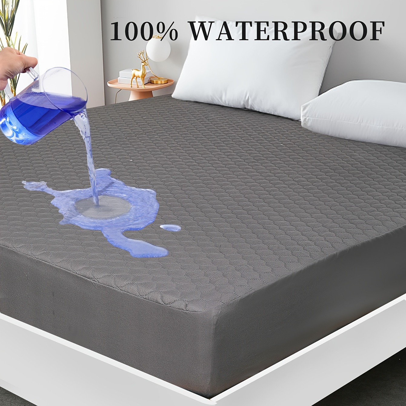 MHXY Protector de colchón impermeable 2 en 1, tamaño Queen,  funda de colchón refrescante con parte superior extraíble de tela de aire  3D para garantizar una comodidad (color: pasta de frijoles