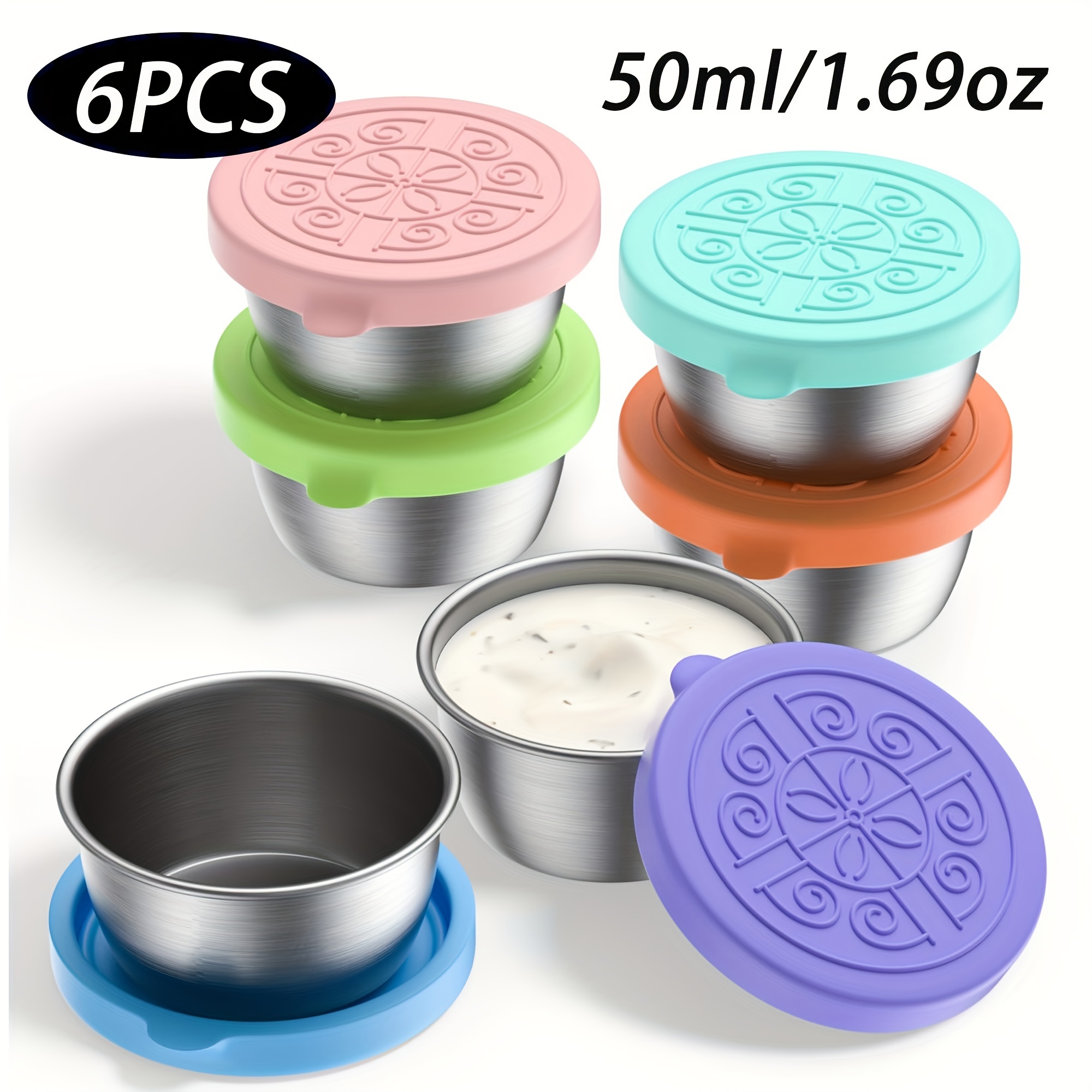 Small Condiment Containers with Lids, Stainless Steel Dipping Sauce Cups