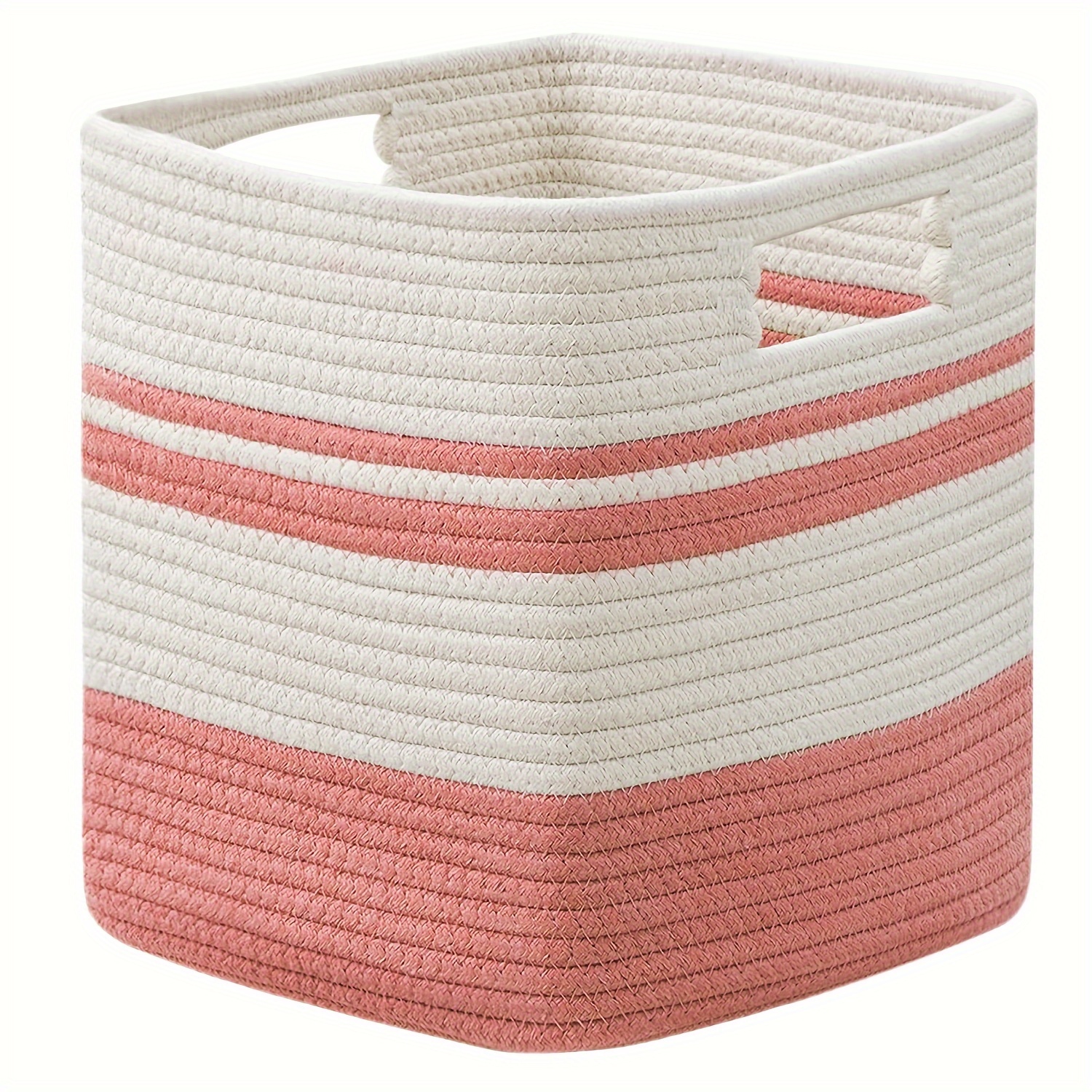 at Home Blush Pink Y-Weave Storage Basket, Small