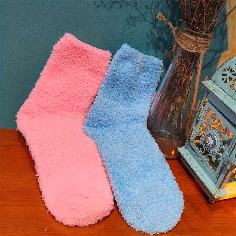 Colorblock Fuzzy Socks Comfy Warm Mid Tube Socks Women's - Temu