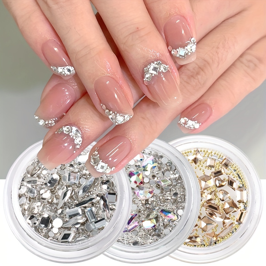3mm Clear AB Crystal Rhinestones Set Round Resin Flatback Colorful Glitter  Gems Nail Accessories DIY 3D Nail Art Decorations