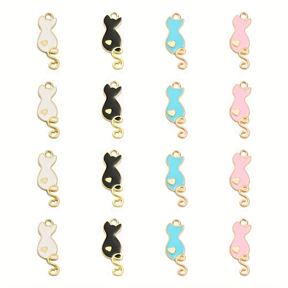 10Pcs Mix Enamel Cat Charms Cute Kitten Pet Cat Pendants For Jewelry Making  DIY Handmade Necklace Earrings Accessories Supplies