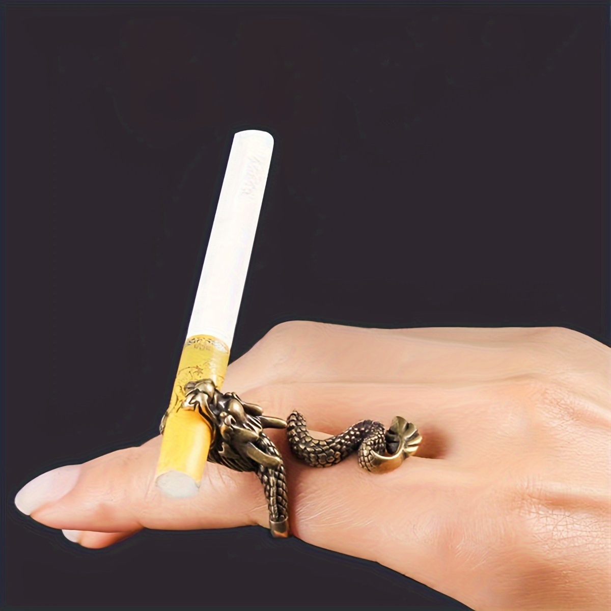 1pair dragon shaped ring cigarette decor ring for men details 4
