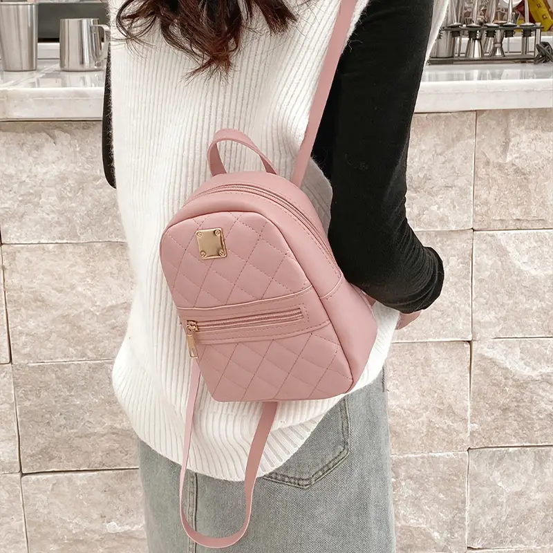 Mini Quilted Zipper Backpack, Women's Fashion Faux Leather Backpack For  Work & School (7.87*6.69*3.15) Inch - Temu Philippines