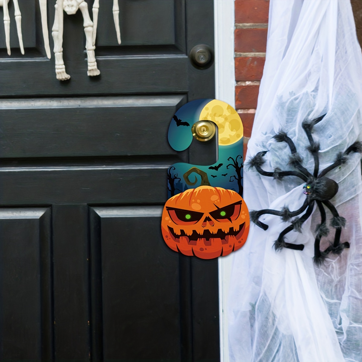 tapeçarias porta Halloween - Decorações abóbora Halloween