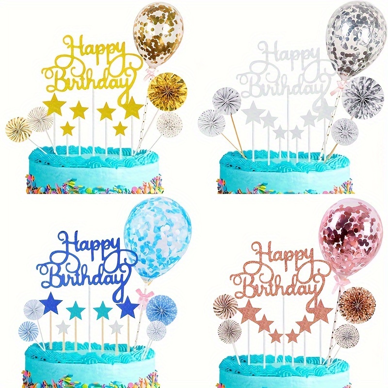 Happy Birthday Cake Toppers Glitter Star Cake Toppers Sequin - Temu
