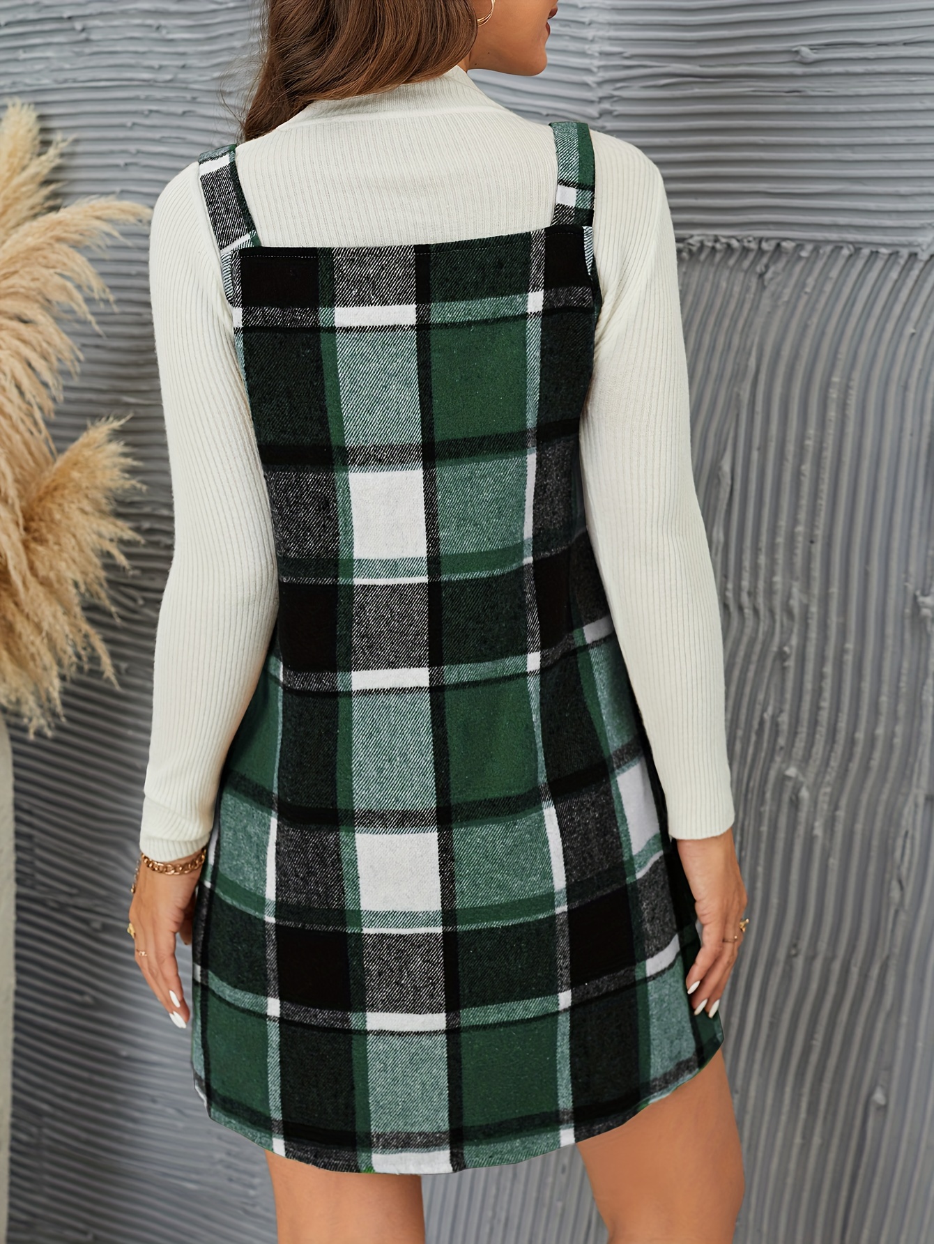 Green plaid sale overall dress