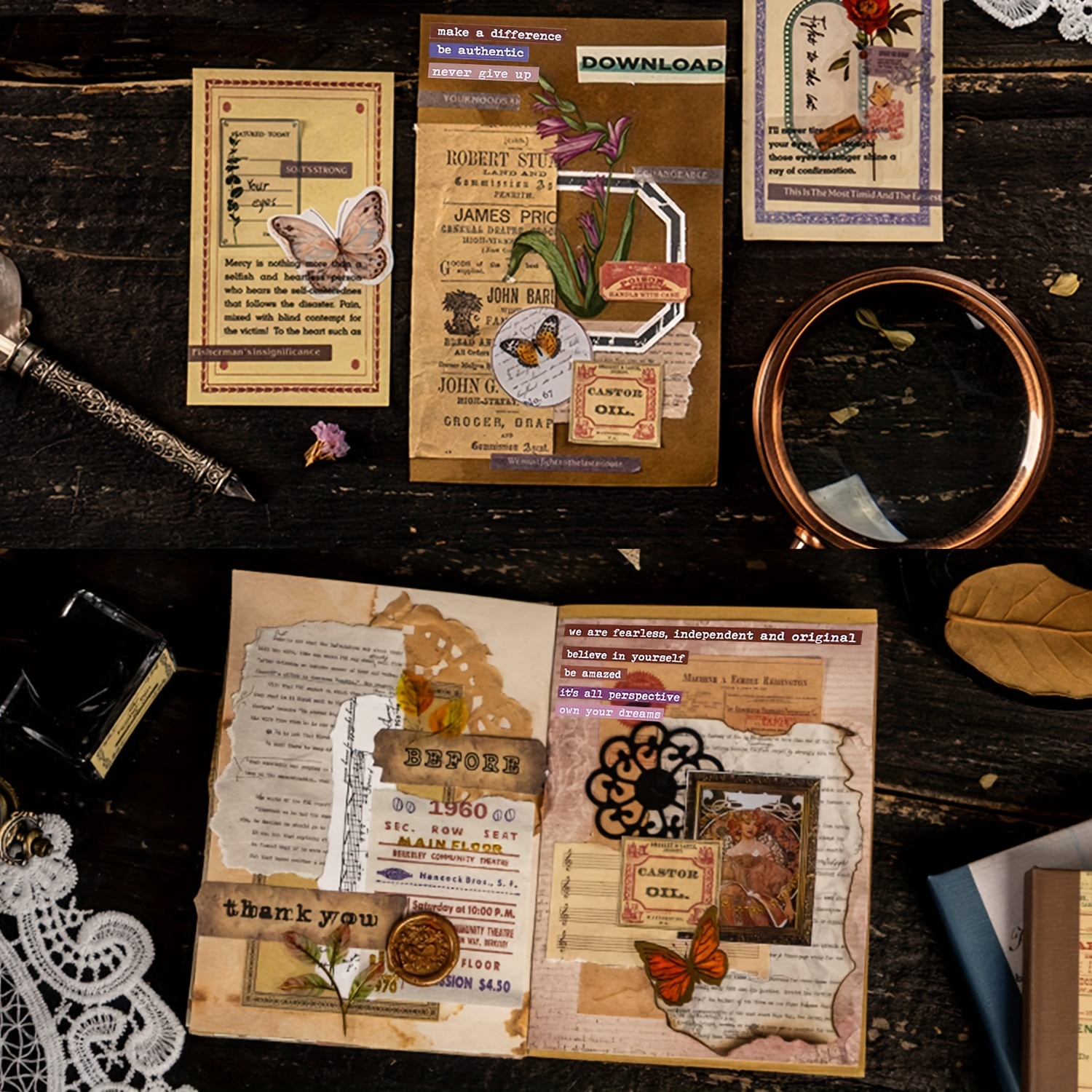 Vintage Junk Journal Stickers - Decorate Your Planner and Scrapbook