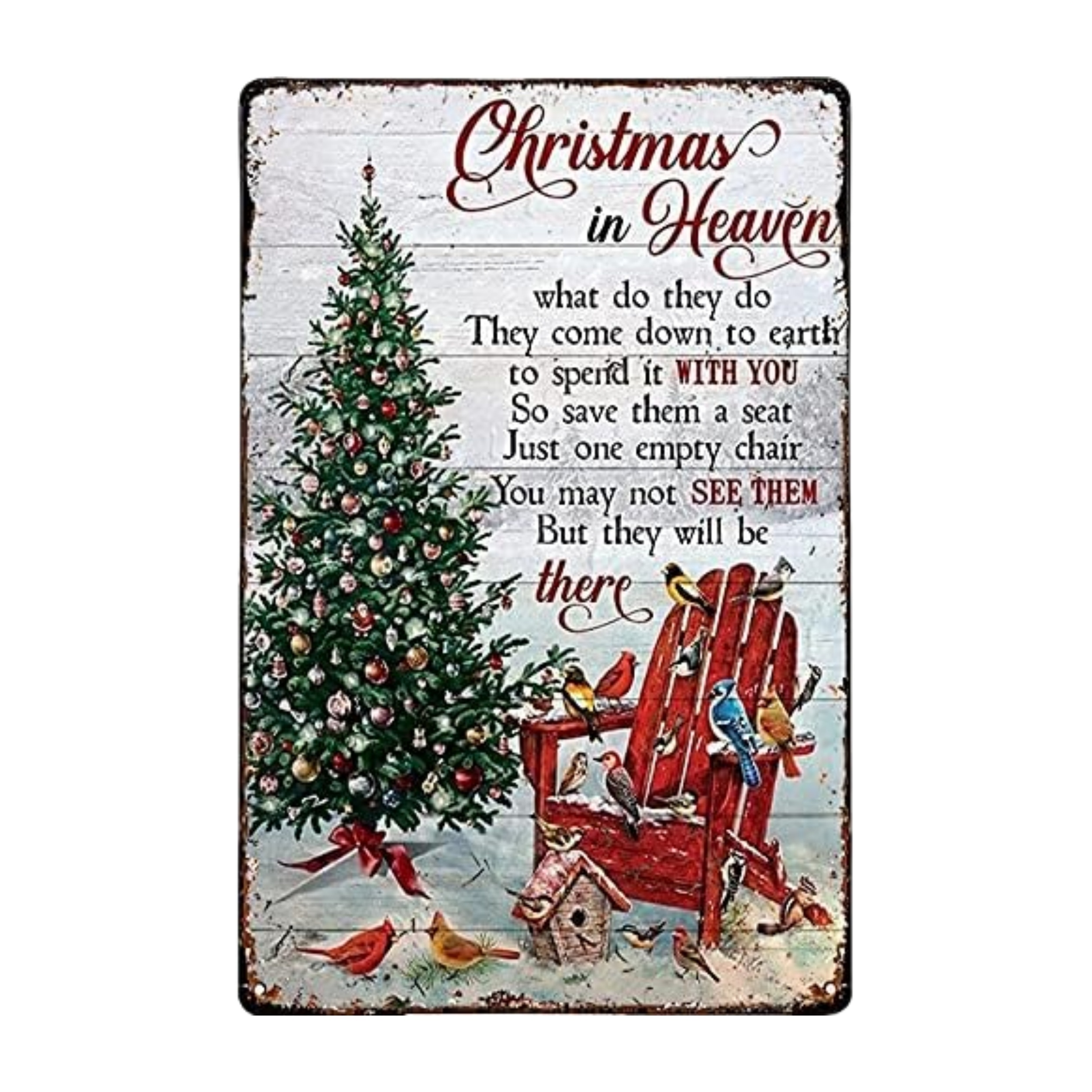 1PCS Christmas in Heaven with Rocking Chair Ornaments, Memorial Christmas  Ornaments, Christmas Memorial Keepsake, Chritsmas Gift for Grandma Grandpa  Mom Dad.Double Layer Laser Wood Ornament,With bow lanyard