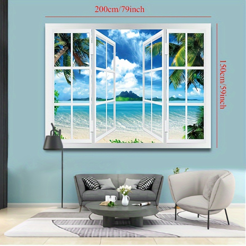 1pc Cute Fashion Landscape Scenic Windows Tree Lake Tapestry For Living  Room Bedroom Home House Decor Aesthetic Decor Wall Hanging Wall Art Home  Decor