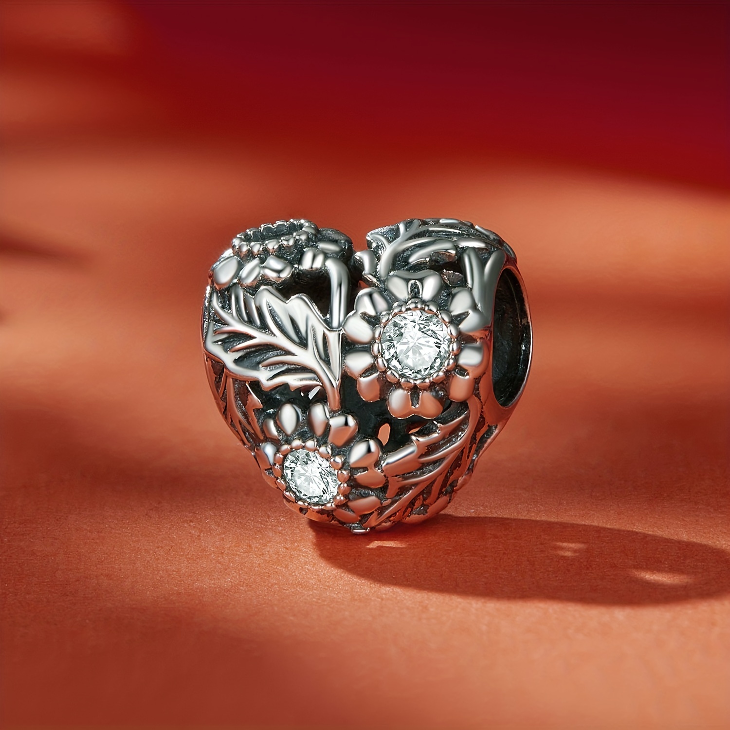 Flowering Vines Heart Ring in Sterling Silver