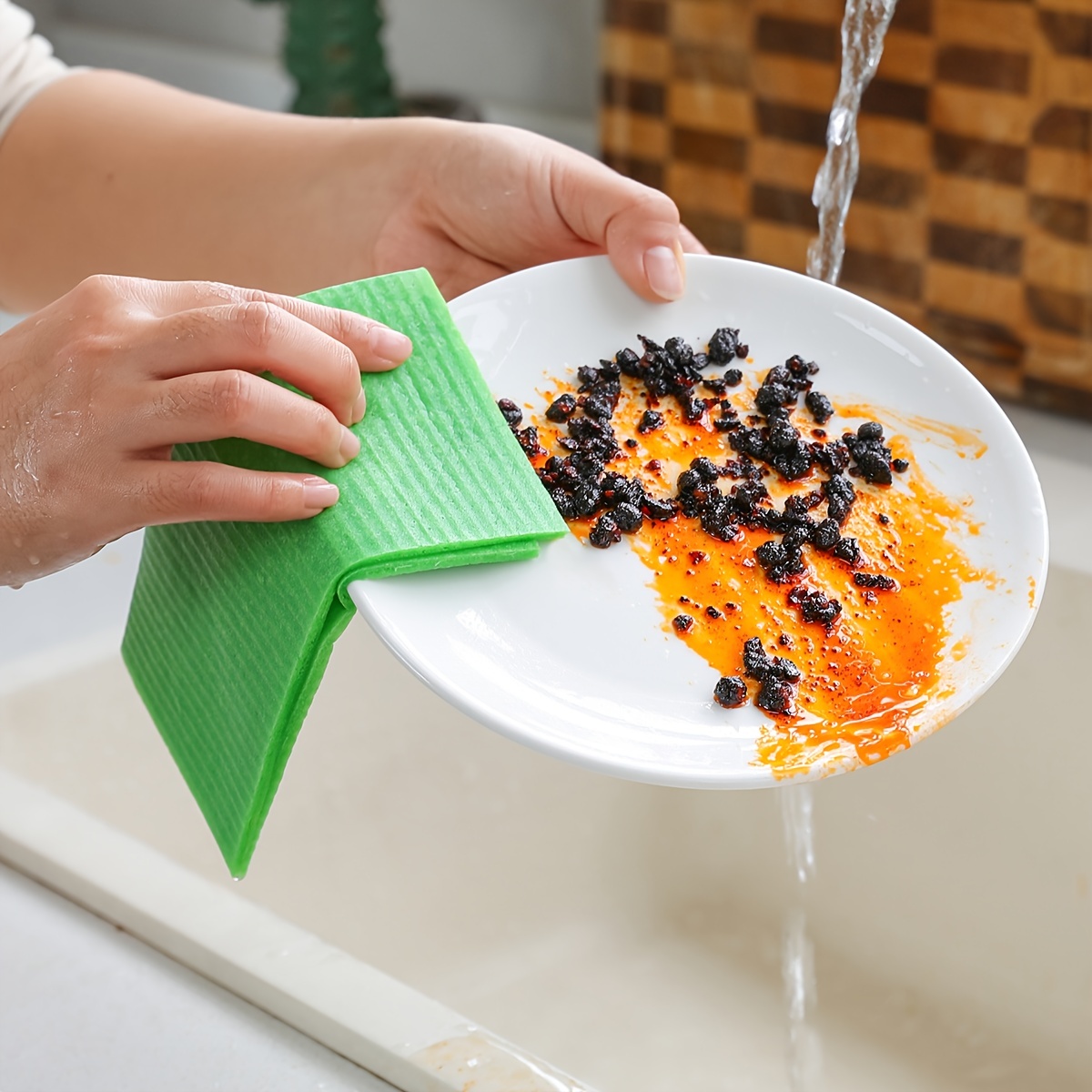 PANYEE Esponja de color exfoliante de limpieza,Esponja para lavar platos de  celulosa de cocina antiarañazos,Paquete de 16 esponjas naturales