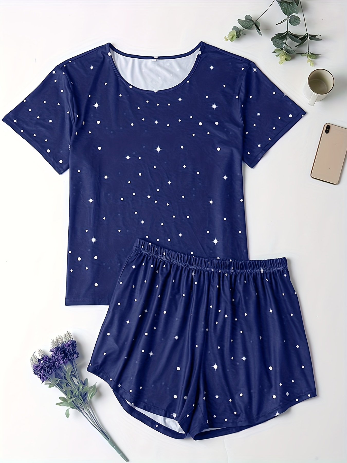 Star Print Tee & Shorts Pajama Set