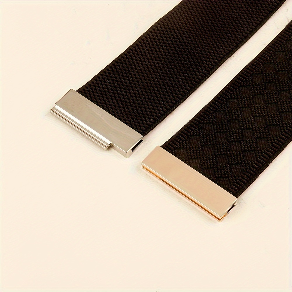 Metal Buckle Wide Belt Monochrome Stylish Stretch Waistband Women's Dress Corset Waist Decoration Girdle