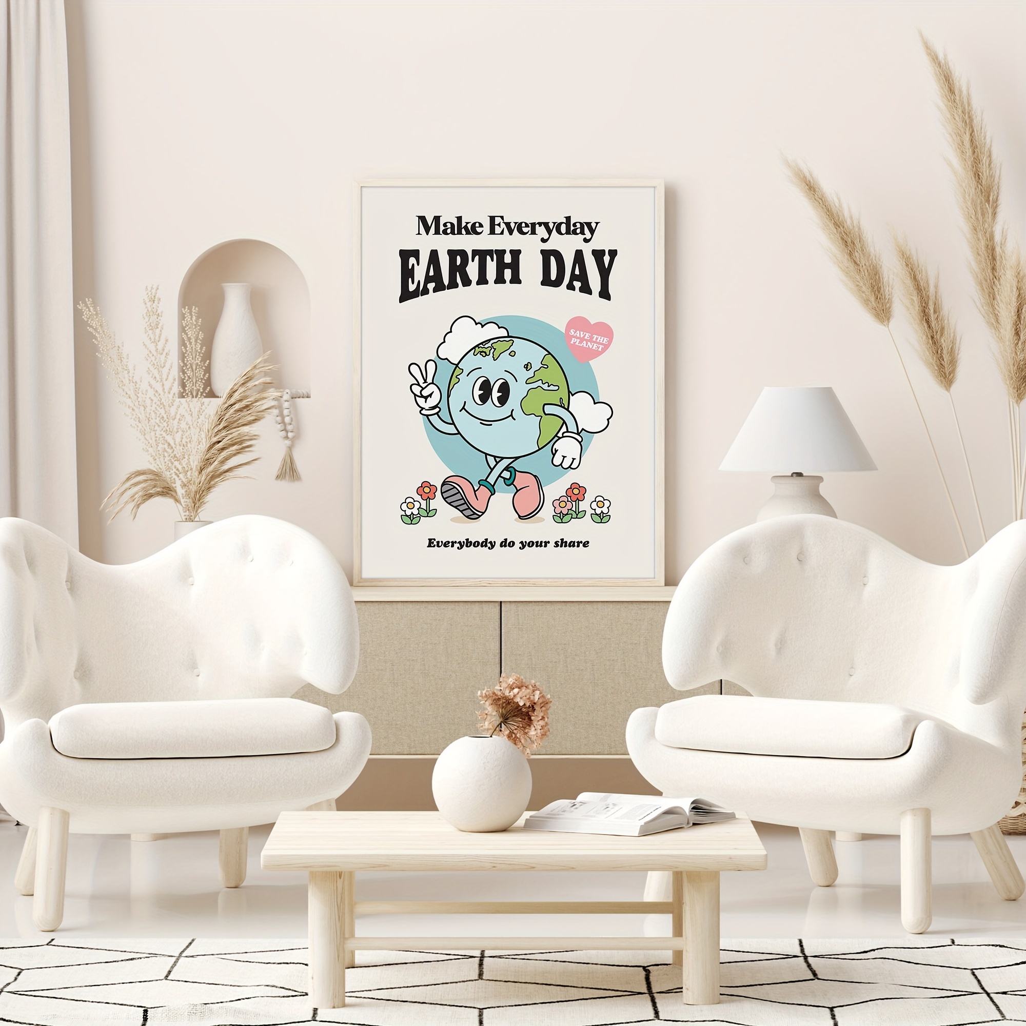Vintage Earth Poster Wall Art Retro Environmental Poster