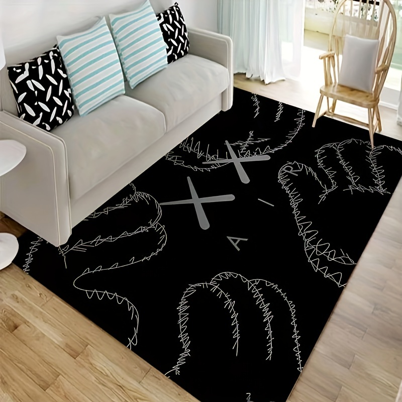 Modern Abstract Fluffy Living Room Rug