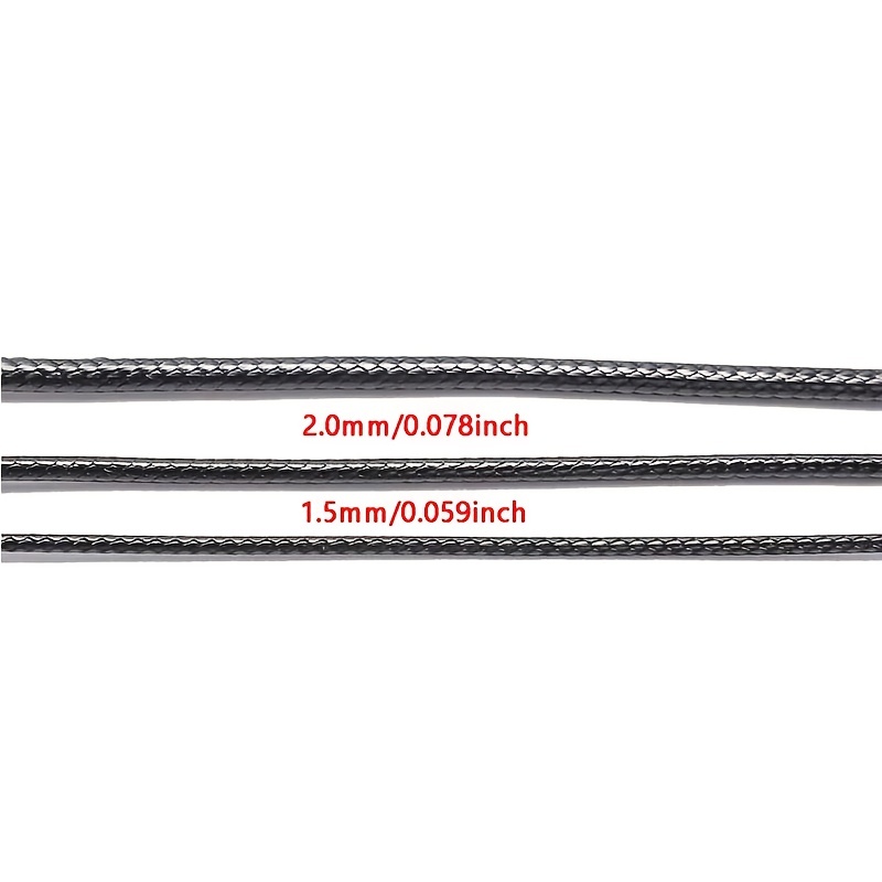 Waxed cord for jewelry making, black, thickness 1.5mm, 2m