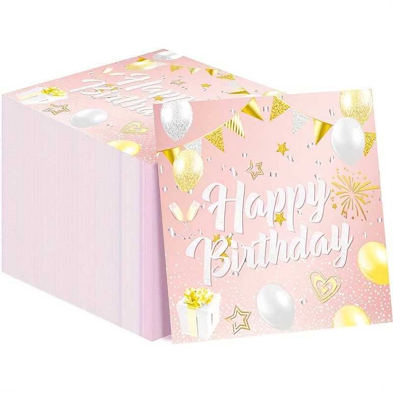 20 Pezzi, Forniture Per Il Compleanno Delle Ragazze, Tovaglioli Per Feste  Con Alfabeto Di Compleanno Rosa Tovaglioli Di Carta Doppi Stampati