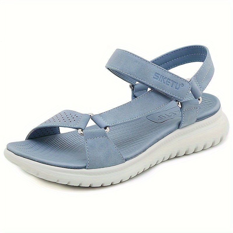 

Women's Ankle Strap Flat Sandals, Solid Color Open Toe Non-slip Shoes, Casual Outdoor Beach Shoes