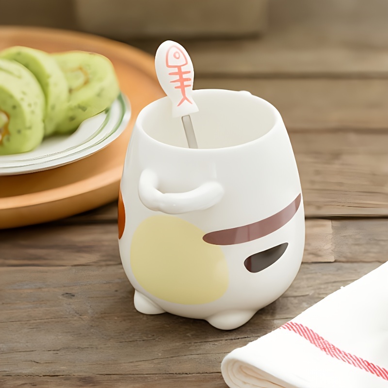 Wekity Cute Cat Mug, Creative Ceramic Coffee Mug Set, 13.5 Oz Novelty  Cartoon Big Belly Cup, Morning Tea Cup Milk Mug