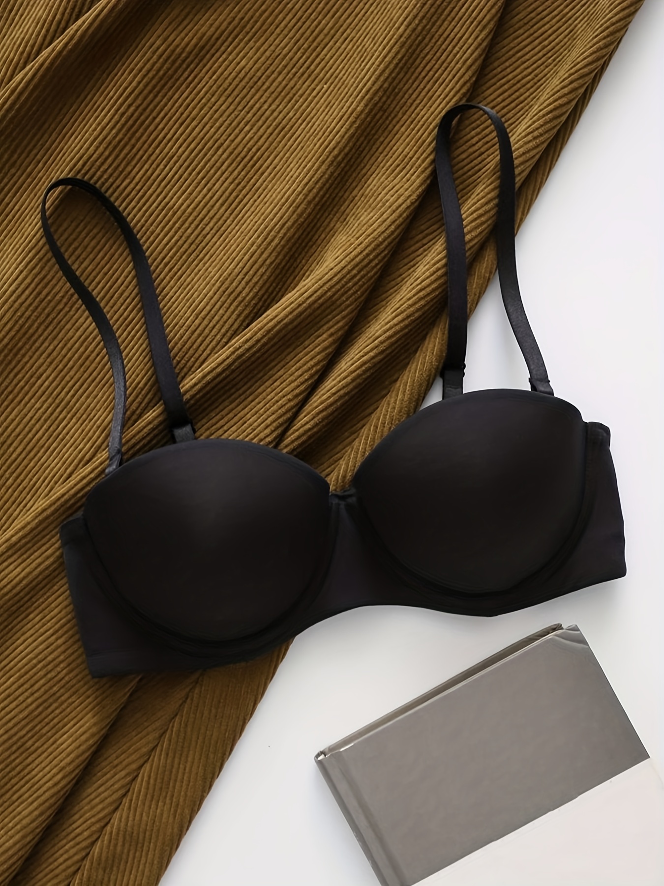 4pcs Simple Solid Balconette Bras, Comfy Removable Straps T-Shirt Bra,  Women's Lingerie & Underwear
