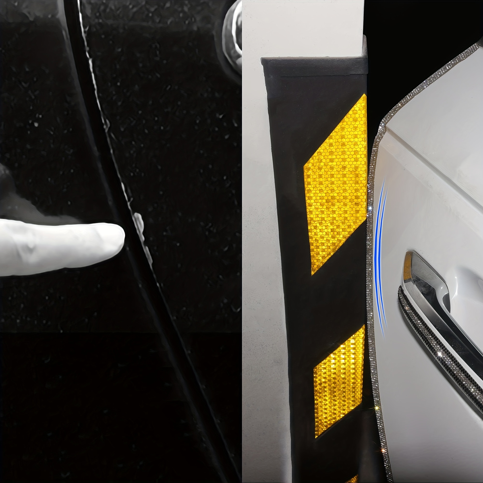 Set di 4 protezioni per bordi della portiera dell'auto, da inserire in PVC,  protezione per bordi della portiera dell'auto, colore bianco e nero  trasparente : : Auto e Moto