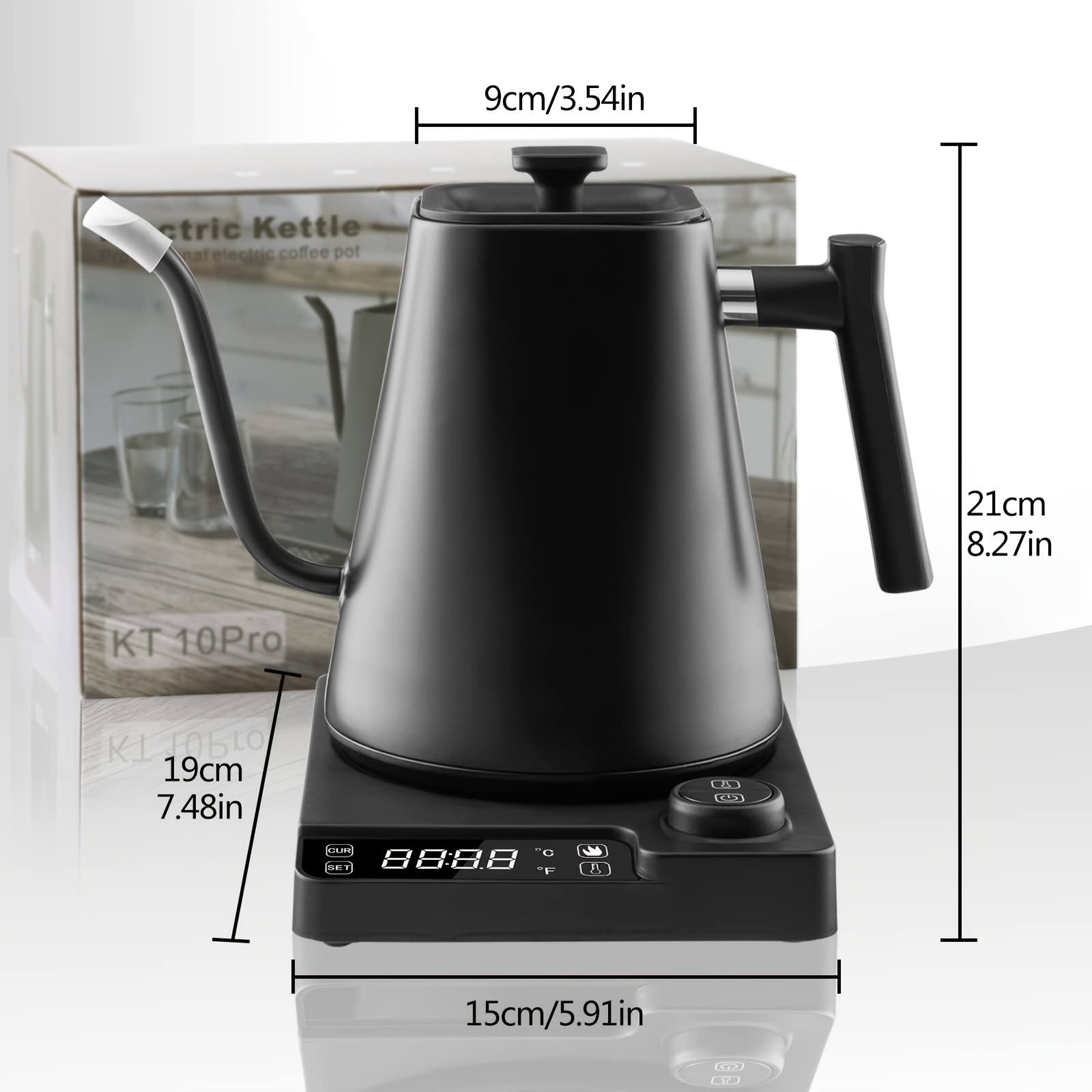 Electric Gooseneck Kettle With LCD Display Automatic Shut Off