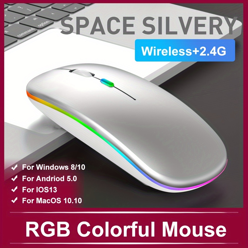 Acheter Souris sans fil Bluetooth RGB, Rechargeable, pour ordinateur,  silencieuse, rétro-éclairage LED, ergonomique, 1 pièces