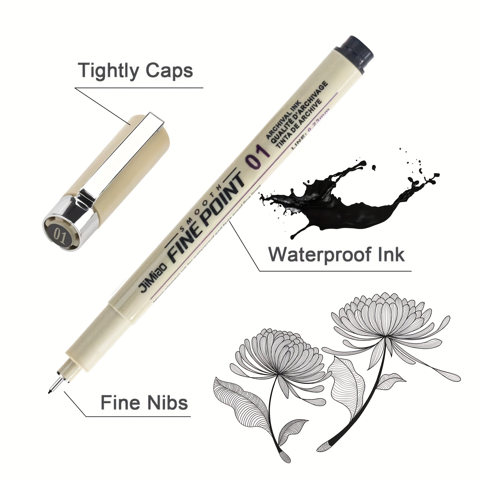 New Sakura Micron Fine Liner Brush Art Drawing Set & Signature Drawing Ink  Pens