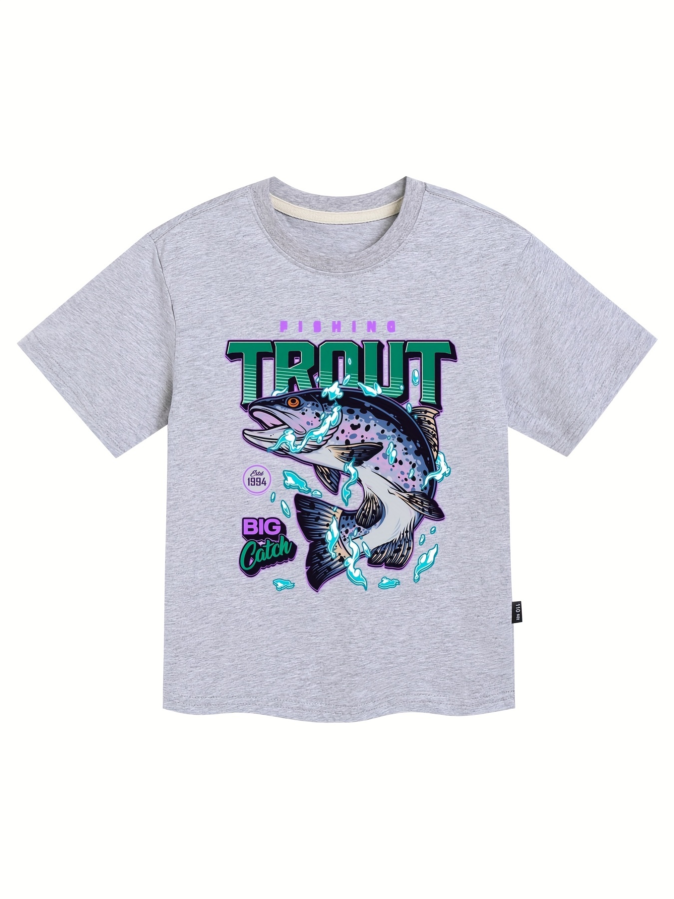 Fishing Trout Print Boys Creative Cotton T shirt Casual - Temu Canada