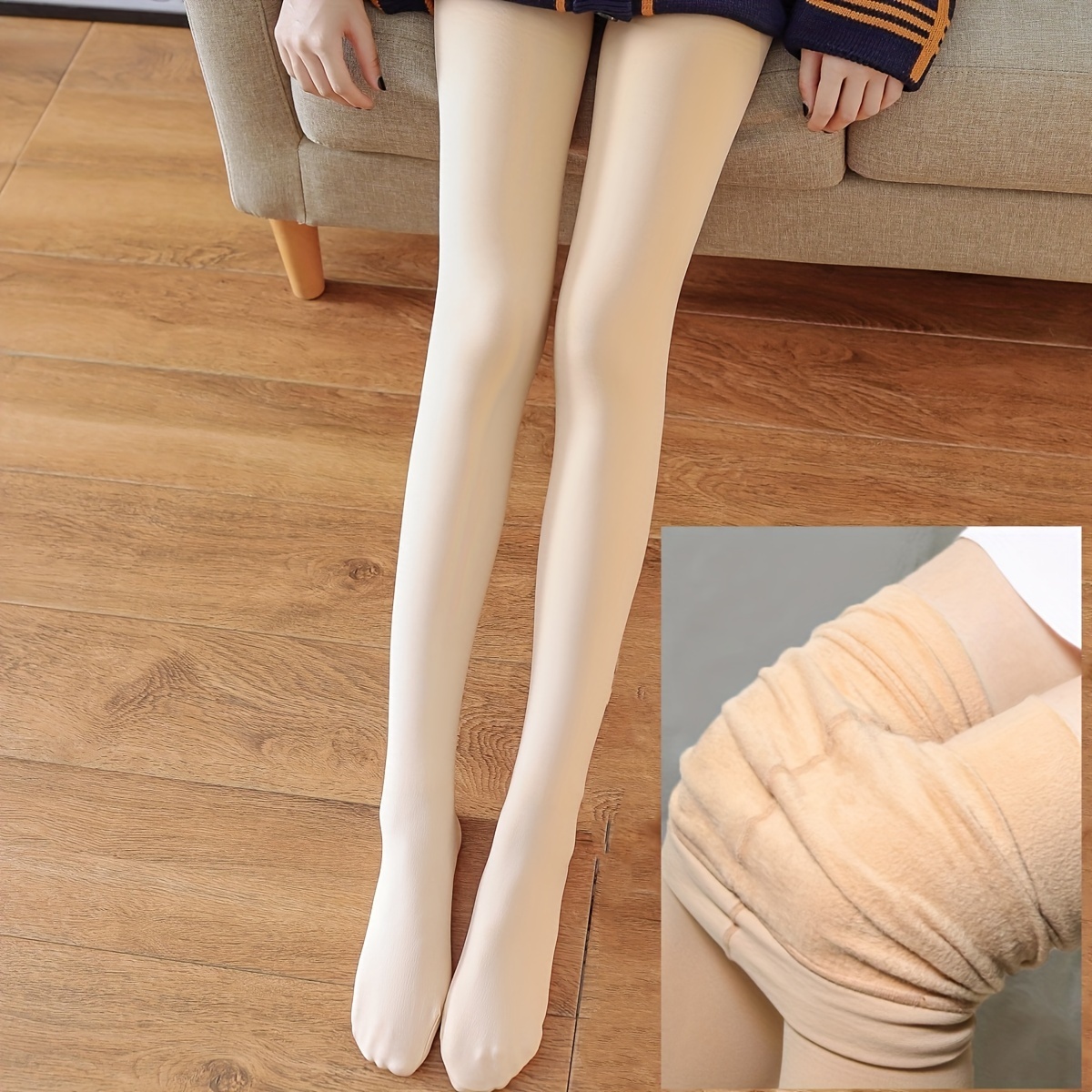 Thermal Plush Lined Pantyhose Opaque Elastic High Waisted - Temu