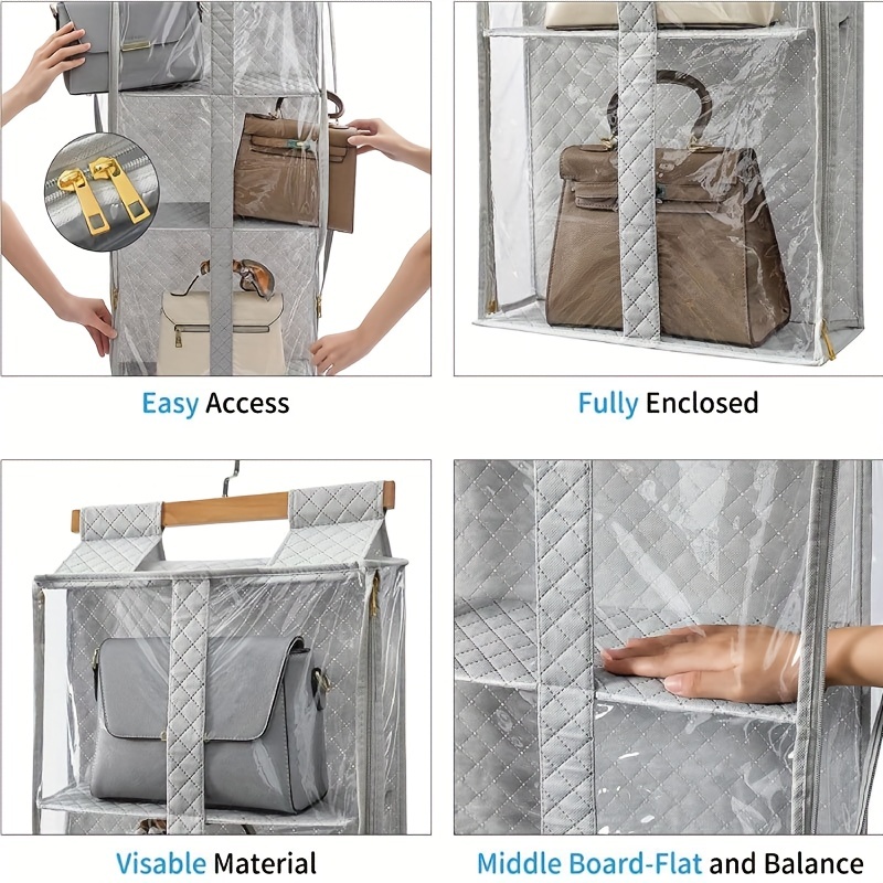 Hanging Handbag Purse Organizer Storage for Closet Houseware 2/3/4 Grids  Pockets
