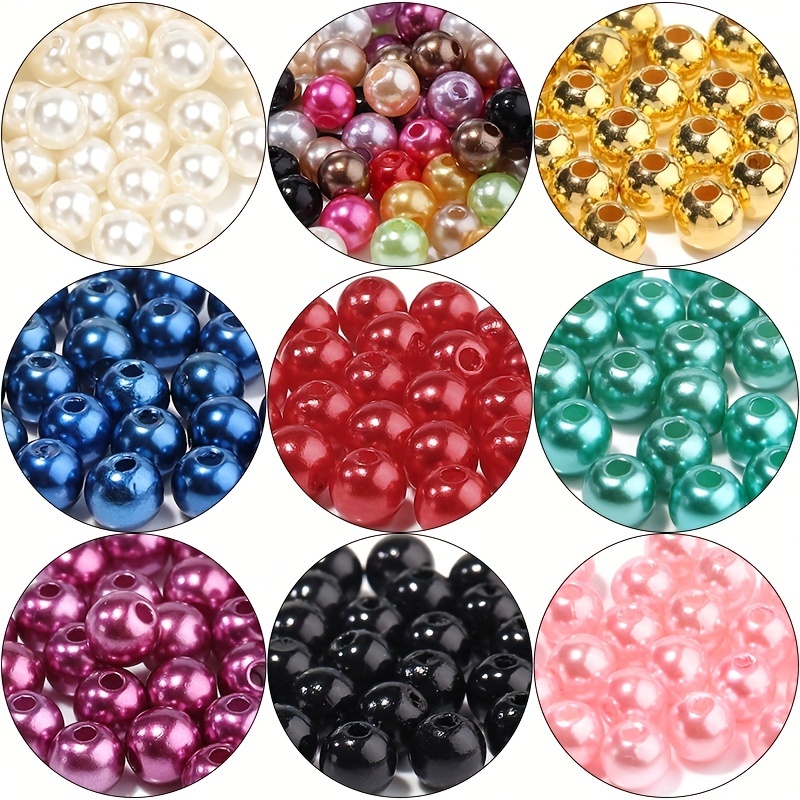 Niziky 1500pcs Pearls Beads for Jewelry Making, Blue 4mm Loose Spacer Round Pearls Beads with Hole, Faux Pearls Beads for Bracelets Necklace Crafts