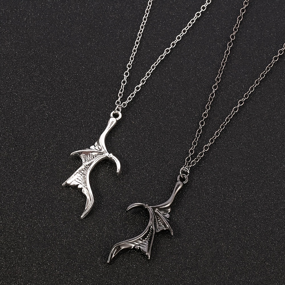 Angel Devil Couple Matching Necklace, Angel - Silver Chain