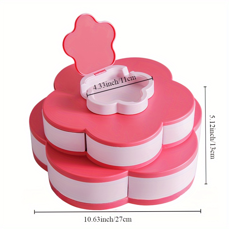 Petal-Shape Rotating Snack Box Candy Tray Food Storage Box Wedding Candy  Plates Single/Double-deck Dried Fruit Organizer Storage Home Decor