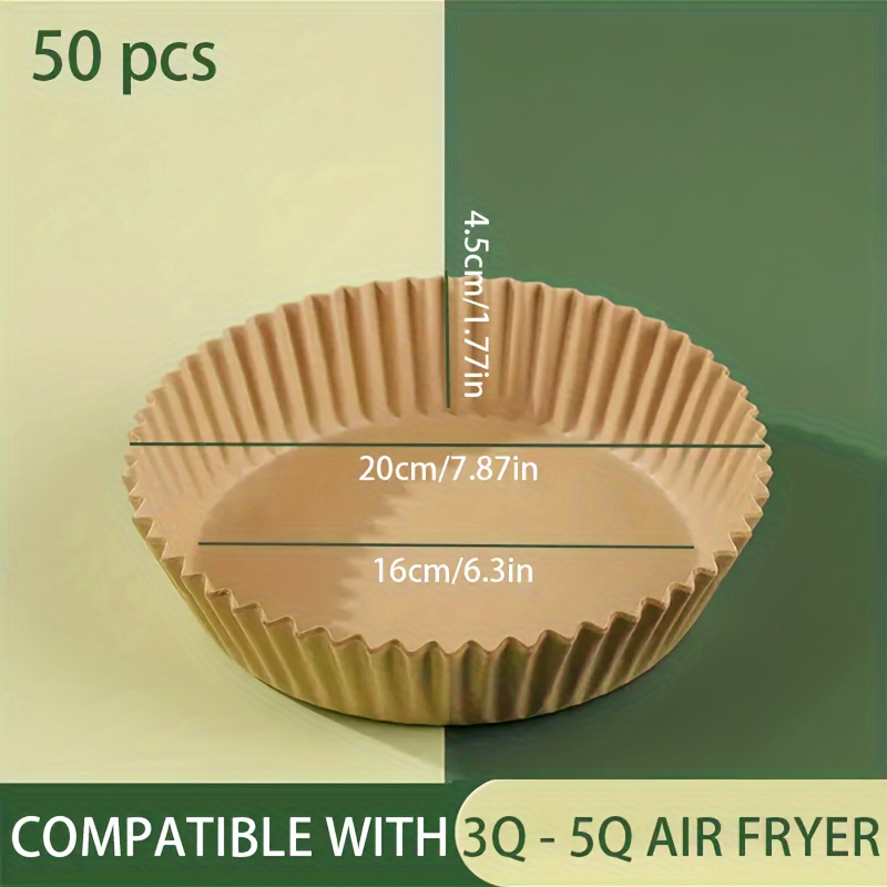 50 moules Papiers cuisson pour Airfryer Rond - 20cm x 4.5cm