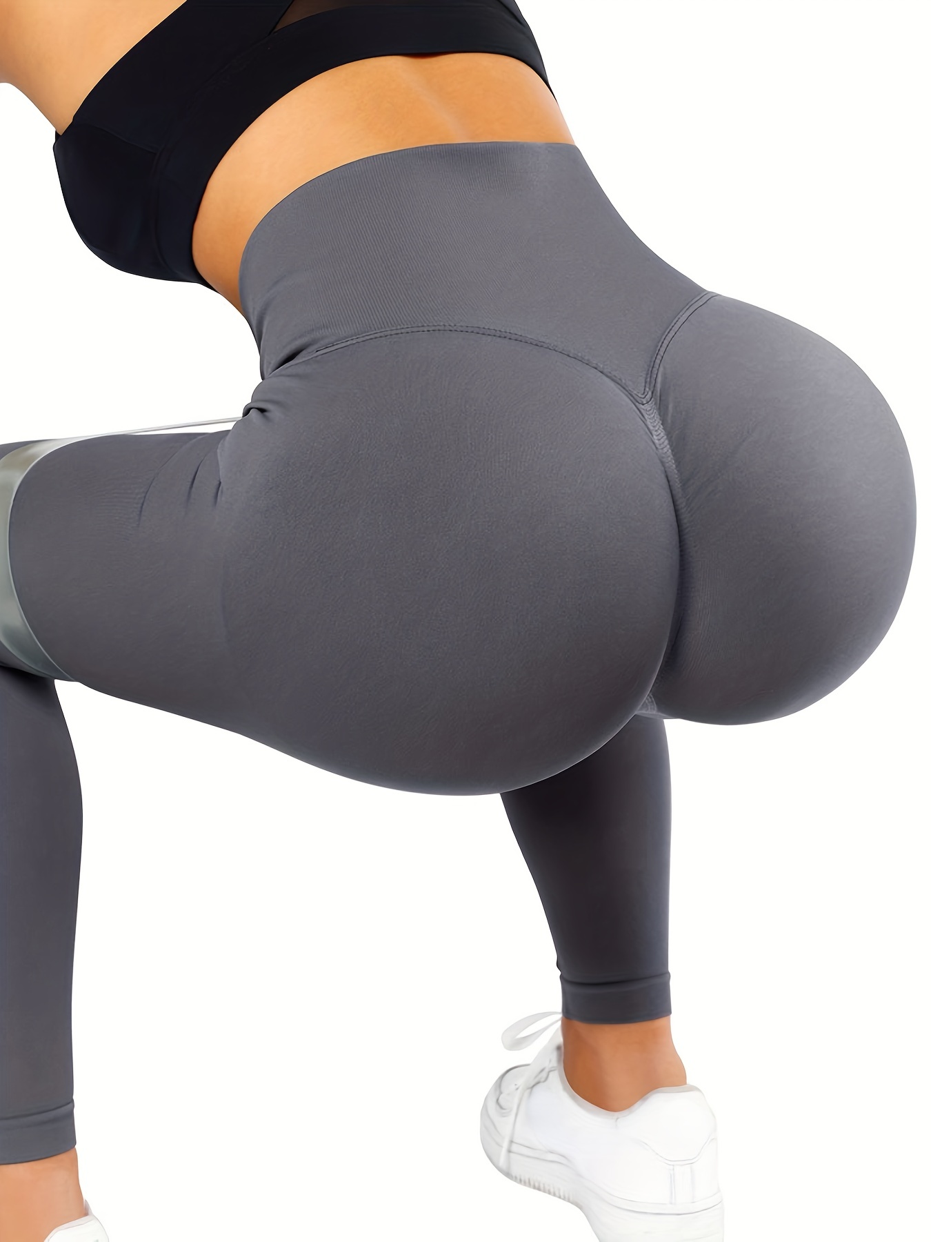 Booty Scrunch Seamless Yoga Leggings High Waist Solid Color - Temu