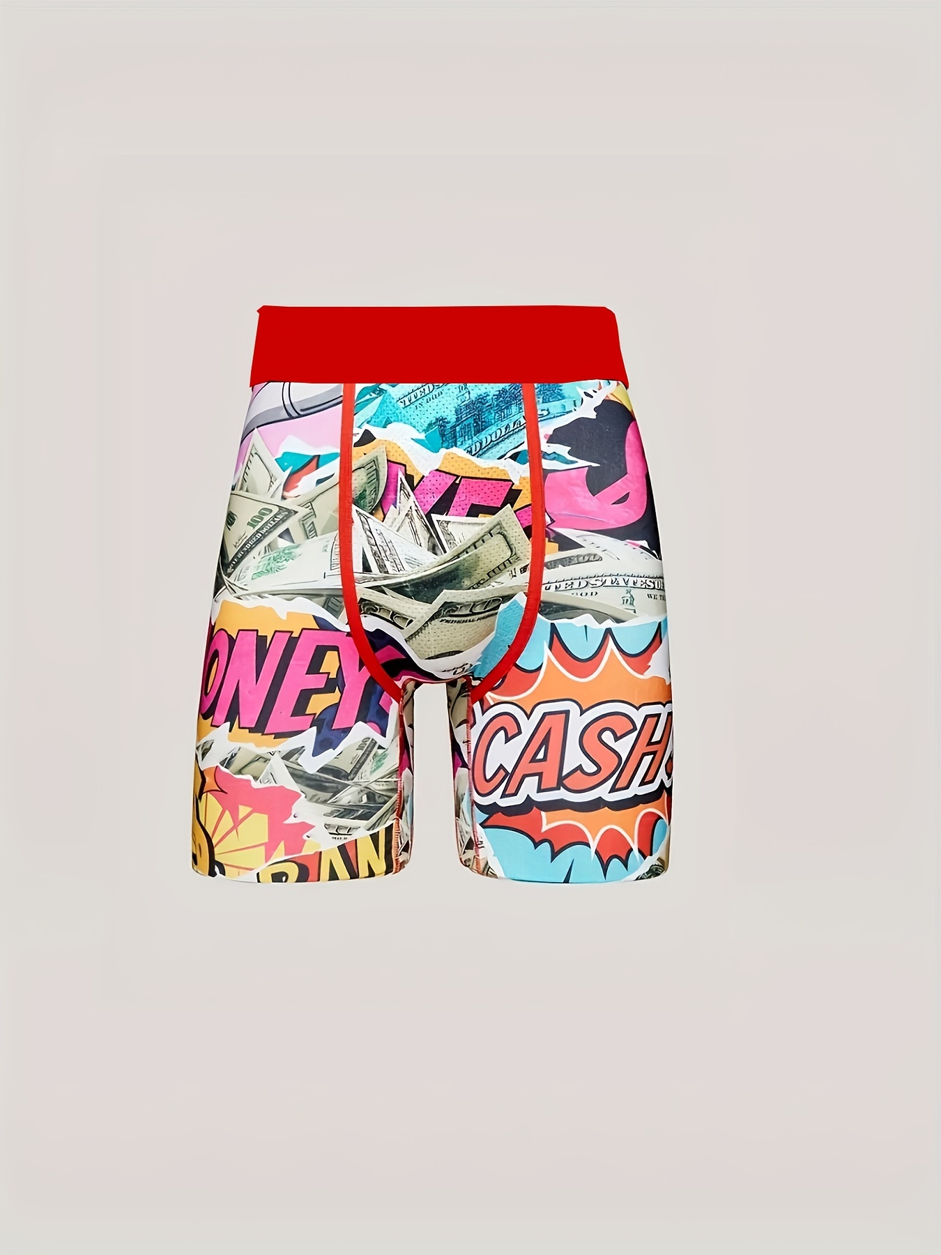 Men's Dollar Print Long Boxers Briefs Shorts Breathable - Temu