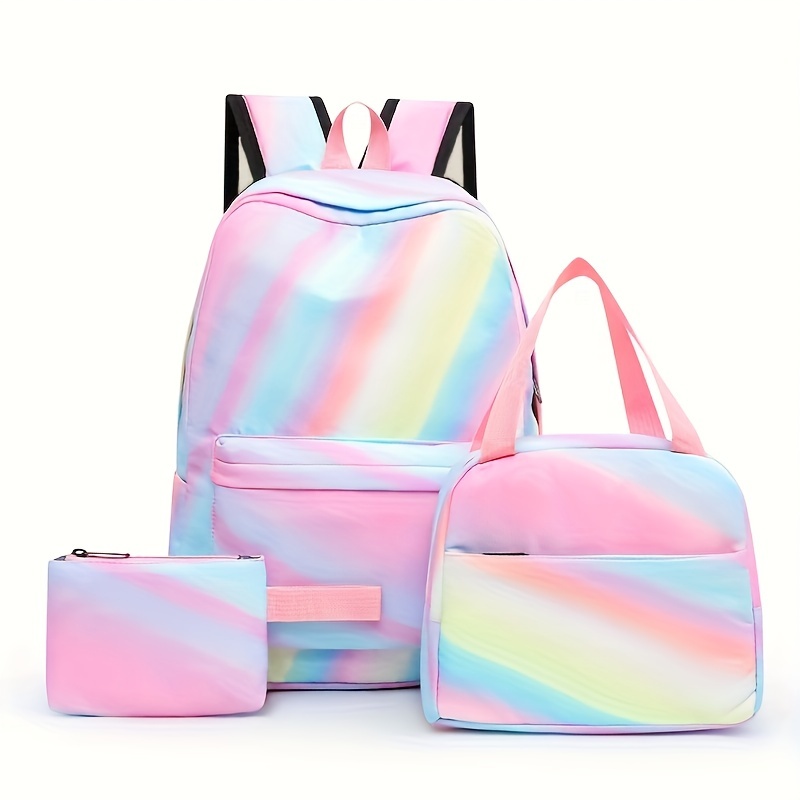 Trendy Color Blocking Backpack Set Large Capacity Knapsack Temu Australia