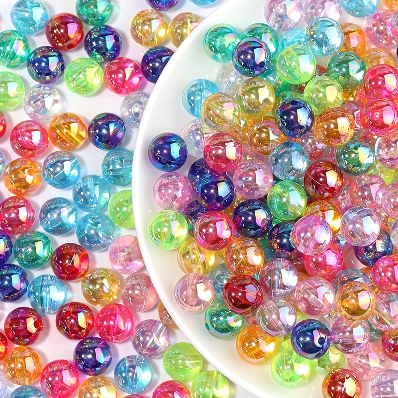 100pcs Mixed AB Acrylic Crystal Beads Round Glass Beads Faux Jewelry Making