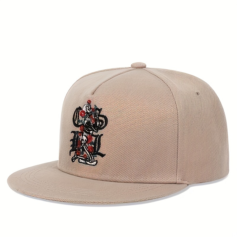 gothic rose skull snapback hats classic embroidery unisex - Temu