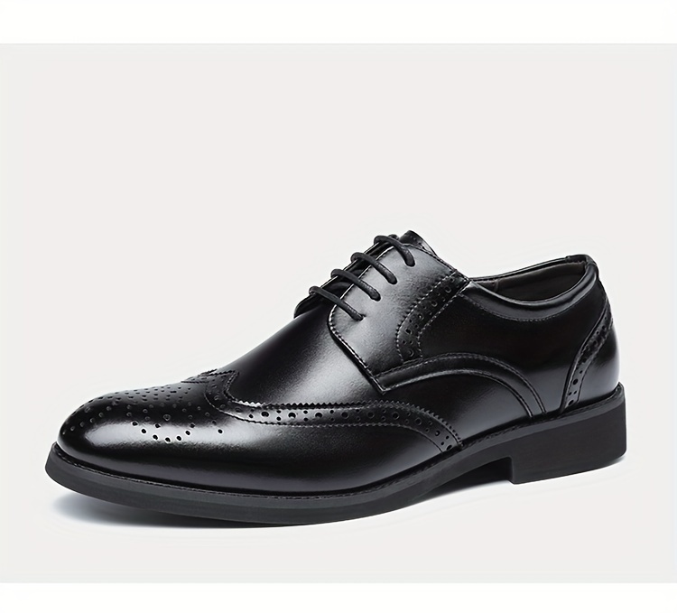 JIT2025 Men'S Versatile Dress Shoes - Black Brogue Oxford with Lace-Up Closure, Rubber Sole, and Faux Insole for Business, Weddings, and Formal Events, Formal Footwear | Elegant Footwear | Durable Footwear