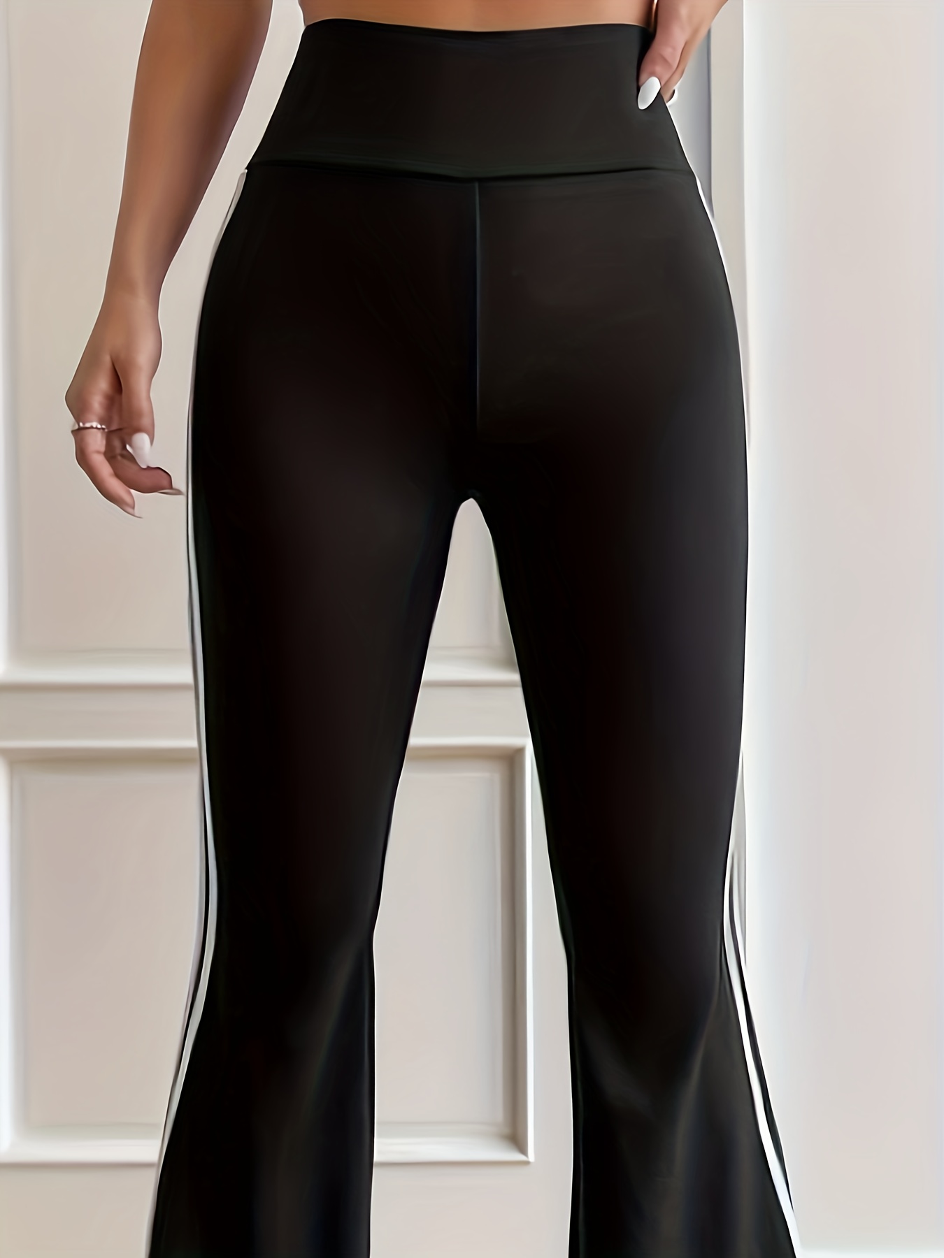 Pantalones de yoga con cintura cruzada para mujer, cintura alta, control de  abdomen, leggings de entrenamiento de pierna ancha, pantalones de trabajo